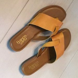 Franco Sarto Mustard Gold Sandals, never worn!